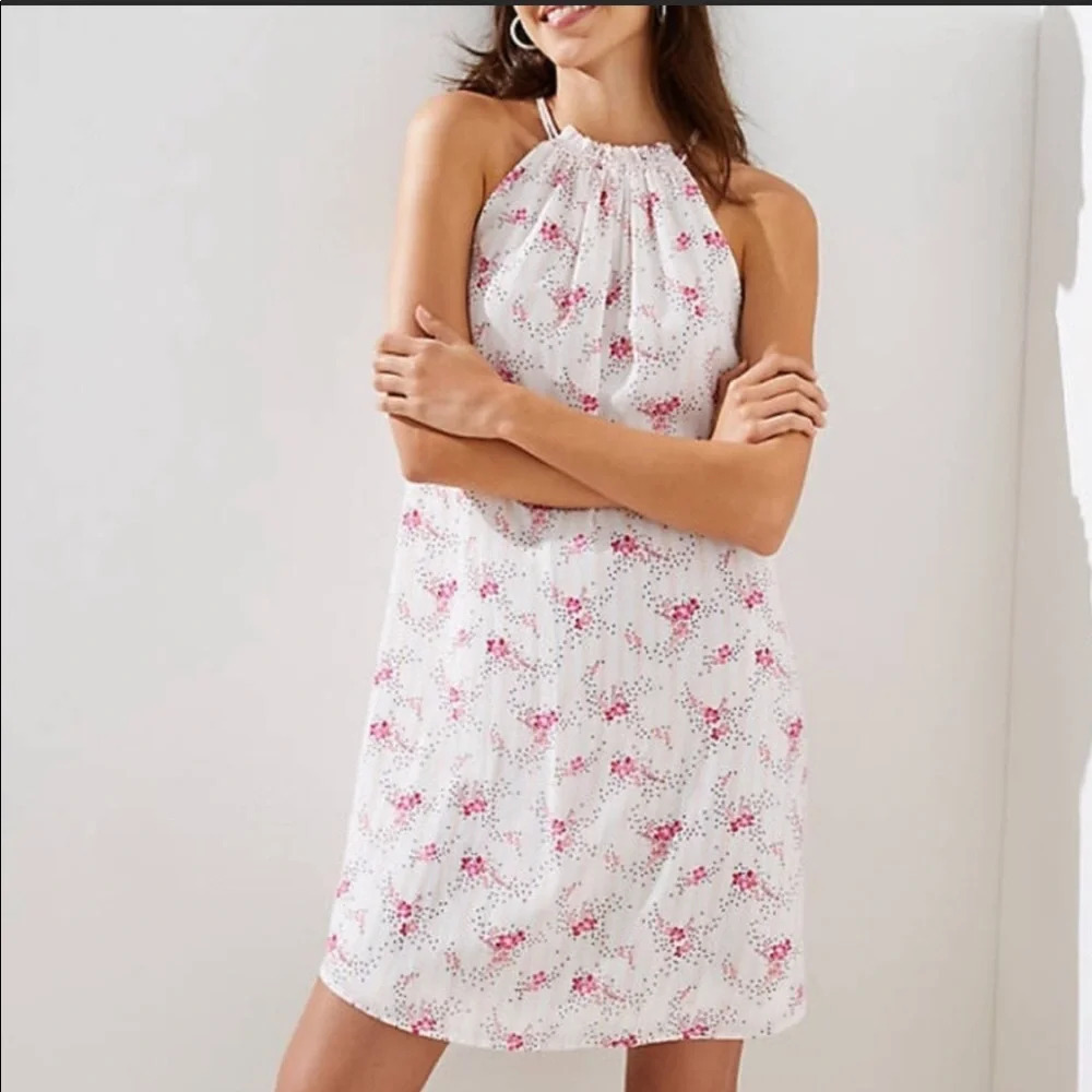 LOFT FLORAL TRAPEZE DRESS